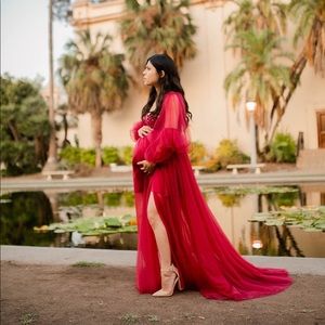 Red Tulle Photo Shoot Dress